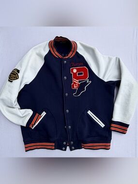 Polo Ralph Lauren Bulldog Football Varsity Jacket Large Vintage Style Patches